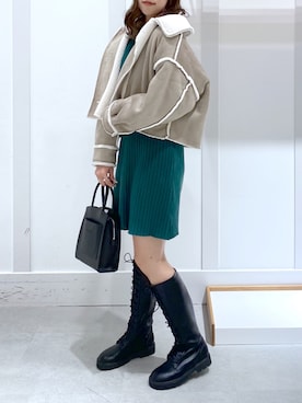 「Heather（ヘザー）のアイテム（ムートンコート）」を使った、meimeiさん（レディース・167cm）の秋コーディネート