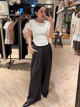「CAPRICIEUX LE'MAGE（カプリシューレマージュ）のコルセットT（Tシャツ/カットソー、ホワイト系）」を使った、otaniさん（レディース・160cm）の春コーディネート