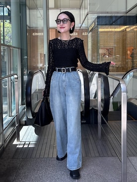 「アイテム（デニムパンツ）」を使った、tani_lemageさん（レディース・160cm・30代）の夏コーディネート