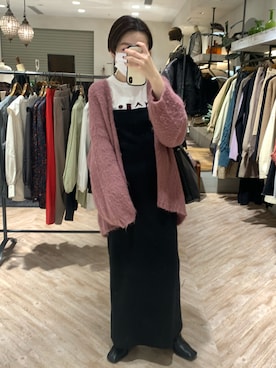 「モヘアカーディガン」｜「アイテム（ワンピース/ドレス）」を使った、tani_lemageさん（レディース・160cm）の秋コーディネート