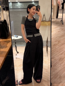 「CAPRICIEUX LE'MAGE（カプリシューレマージュ）の【マルチWAY】ホルターキャミSETカーディガン（Tシャツ/カットソー、グレー系）」を使った、otaniさん（レディース・160cm）の夏コーディネート