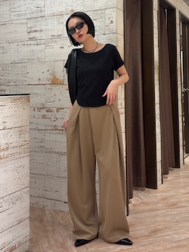 「CAPRICIEUX LE'MAGE（カプリシューレマージュ）のコルセットT（Tシャツ/カットソー、ブラック系）」を使った、otaniさん（レディース・160cm）の夏コーディネート