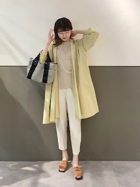 「春カラー」｜「アイテム（ノーカラーコート）」を使った、an さん（レディース・173cm）の春コーディネート