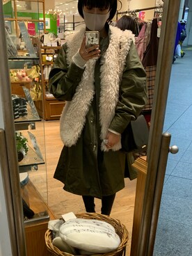 「アウターコーデ」｜「アイテム（モッズコート）」を使った、koty.iesさん（レディース・153cm）の冬コーディネート