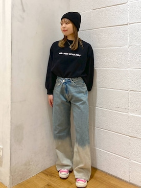 「キッズ服」｜「アイテム（スウェット）」を使った、yuzukiさん（レディース・153cm）の冬コーディネート