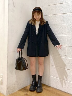 「アイテム（ヘアアクセサリー、ブラック系）」を使った、yuzukiさん（レディース・153cm）の冬コーディネート