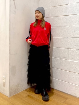 「キッズ服」｜「アイテム（ジャージ）」を使った、yuzukiさん（レディース・153cm）の冬コーディネート