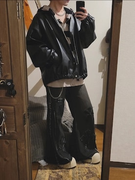 「Re:make（リメイク）のアイテム（パンツ）」を使った、dakkunさん（メンズ・175cm）の冬コーディネート