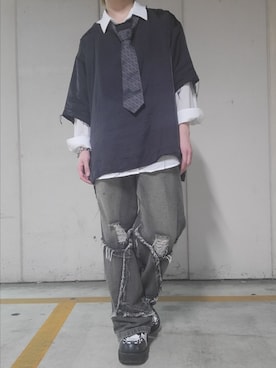 「Yohji Yamamoto（ヨウジヤマモト）のアイテム（トップス）」を使った、dakkunさん（メンズ・175cm）の夏コーディネート