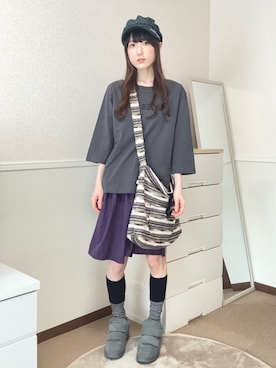 「WEBHOUSE（ウェブハウス）のアイテム（キャスケット、ブルー系）」を使った、aoiさん（レディース・161cm）の夏コーディネート