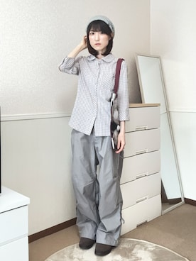 「COYSEIOのアイテム（ニットキャップ/ビーニー、グレー系）」を使った、aoiさん（レディース・161cm）の夏コーディネート