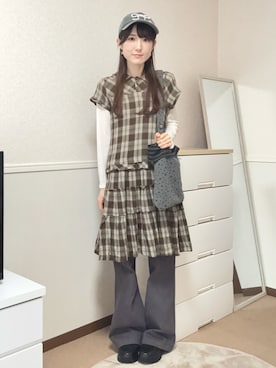 「RONRON（ロンロン）のアイテム（キャップ、グレー系）」を使った、aoiさん（レディース・161cm）の春コーディネート