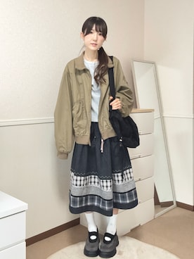 「ボンバージャケット」｜aoiさん（レディース・161cm）の春コーディネート