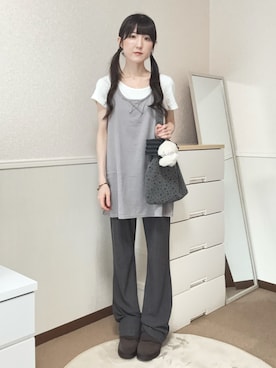 「COYSEIOのアイテム（タンクトップ、グレー系）」を使った、aoiさん（レディース・161cm）の夏コーディネート