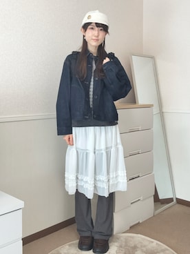 「OAFISH（オアフィッシュ）のアイテム（キャップ、ホワイト系）」を使った、aoiさん（レディース・161cm）の春コーディネート