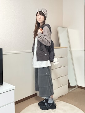 「COYSEIOのアイテム（バックパック/リュック、パープル系）」を使った、aoiさん（レディース・161cm）の春コーディネート