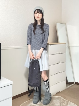 「COYSEIOのアイテム（Tシャツ/カットソー、グレー系）」を使った、aoiさん（レディース・161cm）の夏コーディネート