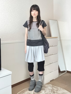 「COYSEIOのアイテム（Tシャツ/カットソー、グレー系）」を使った、aoiさん（レディース・161cm）の夏コーディネート