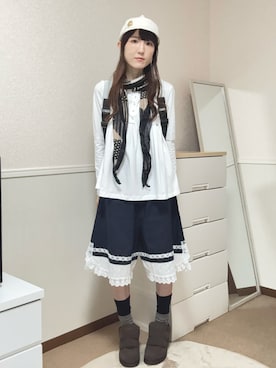 「OAFISH（オアフィッシュ）のアイテム（キャップ、ホワイト系）」を使った、aoiさん（レディース・161cm）の夏コーディネート