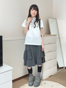「COYSEIOのアイテム（Tシャツ/カットソー、ホワイト系）」を使った、aoiさん（レディース・161cm）の夏コーディネート