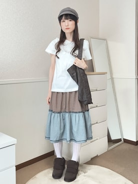 「COYSEIOのアイテム（キャスケット、グレー系）」を使った、aoiさん（レディース・161cm）の夏コーディネート