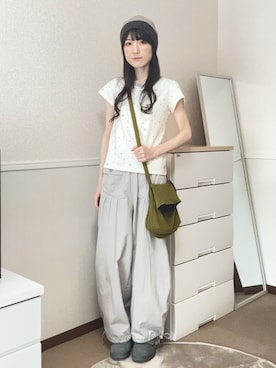 「COYSEIOのアイテム（ニットキャップ/ビーニー、ベージュ系）」を使った、aoiさん（レディース・161cm）の夏コーディネート