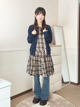 「チェックワンピース」｜aoiさん（レディース・161cm）の春コーディネート