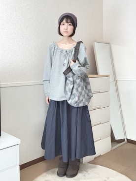 「COYSEIOのアイテム（スカート、ブルー系）」を使った、aoiさん（レディース・161cm）の秋コーディネート