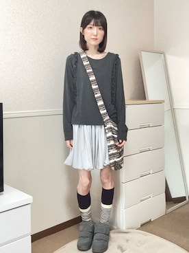 「COYSEIOのアイテム（Tシャツ/カットソー、グレー系）」を使った、aoiさん（レディース・161cm）の夏コーディネート