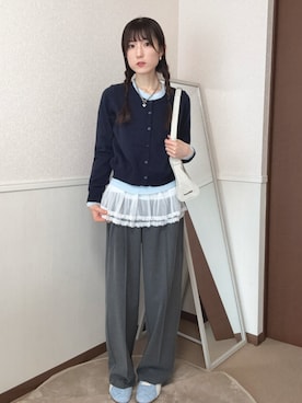 「GU（ジーユー）のアイテム（スラックス）」を使った、aoiさん（レディース・161cm）の冬コーディネート