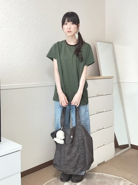 「COYSEIOのアイテム（Tシャツ/カットソー、グリーン系）」を使った、aoiさん（レディース・161cm）の夏コーディネート