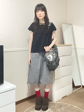 「COYSEIOのアイテム（Tシャツ/カットソー、ブラック系）」を使った、aoiさん（レディース・161cm）の夏コーディネート