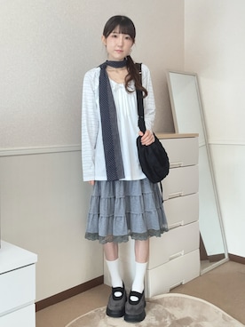 「HUG YOUR SKIN（ハグユアスキン）のアイテム（Tシャツ/カットソー、ホワイト系）」を使った、aoiさん（レディース・161cm）の春コーディネート