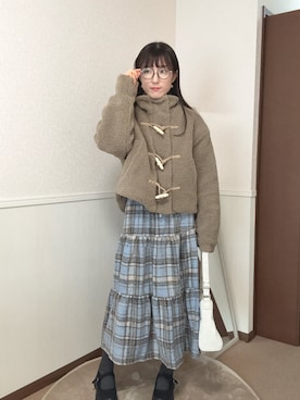 「アイテム（ダッフルコート）」を使った、aoiさん（レディース・161cm）の冬コーディネート
