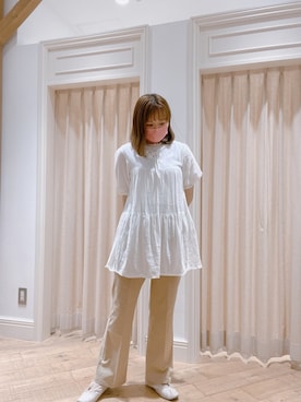 「ティアードブラウス」｜𝙁𝙪𝙠𝙖さん（レディース・157cm）の夏コーディネート