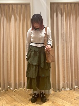 「ティアードスカート」｜「アイテム（その他シューズ）」を使った、𝙁𝙪𝙠𝙖さん（レディース・157cm）の秋コーディネート