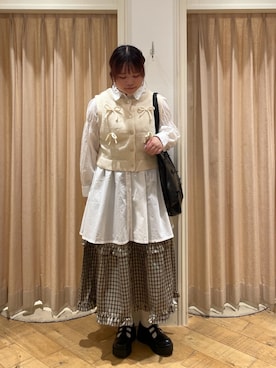 「ティアードスカート」｜「アイテム（その他シューズ）」を使った、𝙁𝙪𝙠𝙖さん（レディース・157cm）の秋コーディネート