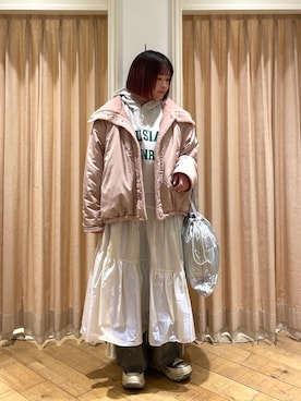 「ehka sopo（エヘカソポ）のアイテム（ブルゾン）」を使った、𝙁𝙪𝙠𝙖さん（レディース・157cm）の冬コーディネート