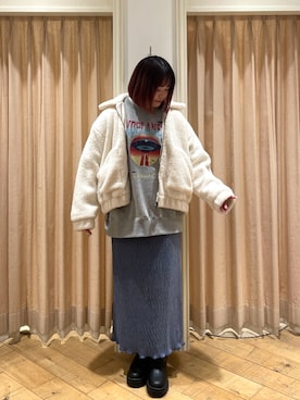 「ehka sopo（エヘカソポ）のアイテム（ブルゾン）」を使った、𝙁𝙪𝙠𝙖さん（レディース・157cm）の冬コーディネート