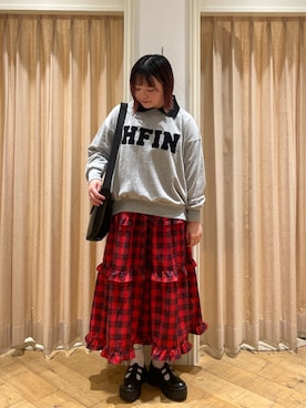 「ティアードスカート」｜「アイテム（その他シューズ）」を使った、𝙁𝙪𝙠𝙖さん（レディース・157cm）の秋コーディネート