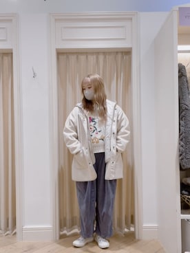 「ニットカーディガン」｜「アイテム（ノーカラーコート）」を使った、𝙁𝙪𝙠𝙖さん（レディース・157cm）の秋コーディネート