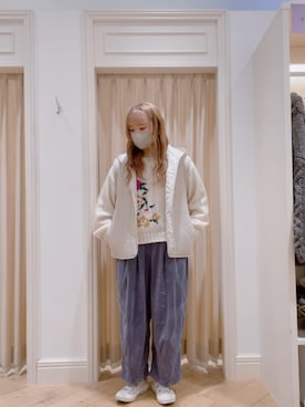 「ベスト」｜「アイテム（ノーカラーコート）」を使った、𝙁𝙪𝙠𝙖さん（レディース・157cm）の秋コーディネート
