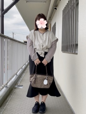 「ぽっちゃり、夏」｜「アイテム（スカート）」を使った、saranさん（レディース・156cm）の春コーディネート
