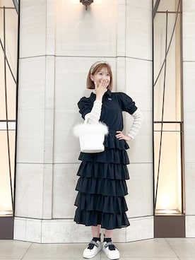 「アイテム（ポロシャツ）」を使った、朝長美桜さん（レディース・154cm）の春コーディネート