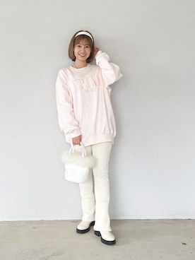 「LILY BROWN（リリーブラウン）のアイテム（ブーツ）」を使った、朝長美桜さん（レディース・154cm）の冬コーディネート