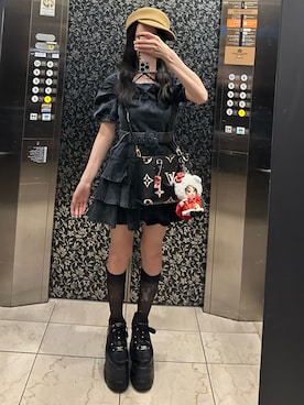 「アイテム（キャスケット）」を使った、もなぴさん（レディース・152cm）の夏コーディネート