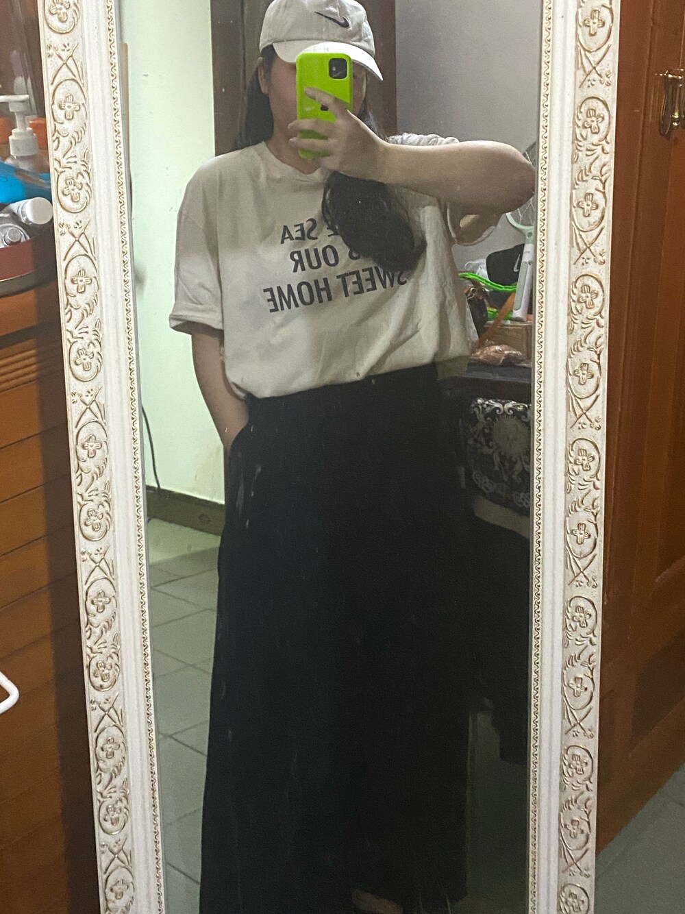 「THE NORTH FACEのアイテム（Tシャツ/カットソー、ベージュ系）」を使った、FALA.さん（レディース・153cm）の夏コーディネートの1枚目の写真