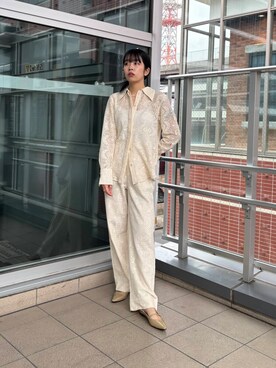 「URBAN RESEARCH（アーバンリサーチ）のポインテッドバックストラップシューズ（パンプス、ベージュ系）」を使った、ふくさん（レディース・161cm）の春コーディネート
