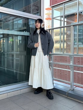 「アイテム（イヤーマフ）」を使った、ふくさん（レディース・161cm）の秋コーディネート