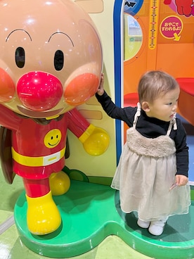 「アイテム（ワンピース/ドレス、ブラウン系）」を使った、glicoさん（キッズ・80cm）の秋コーディネート